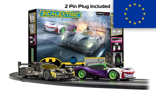 Scalextric Spark Plug - Batman vs Joker Race Set - European plug <p>Batman and the Joker have been adversaries since they first met in 1940. Since then