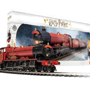 Hogwarts Express' Train Set - Euro 2 pin plug <p>Are you ready to attend Hogwarts School of Witchcraft and Wizardry this year?</p><p><br></p><p>The best way to get there is with the Hornby Hogwarts Express Train Set!</p><p><br></p><p>In brilliant Hogwarts red and containing a DCC Ready 5972 locomotive with working headlight