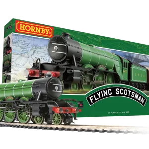 Flying Scotsman Train Set - Euro 2 pin plug <p>The Flying Scotsman Train Set is a true must-have classic for any collection.<br><br>This set includes: the analogue train itself; 2 LNER composite coaches and 1 break coach; Hornby MidiMat; oval track and train controller to bring your set to life.<br><br>The set is Europe - Euro plug fitted.</p>