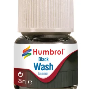 28ml Enamel Wash - Black Humbrol Enamel Washes are the perfect way to enhance your models to the next level. Adding effects such as grime