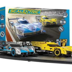 Scalextric Ginetta Racers Set <p>These sleek Ginetta Prototype cars are true thoroughbred racers. Designed to compete at the highest level they feature powerful engines and lots of downforce to keep them planted to the racetrack.</p><p><br></p><p>With four different track layouts and two cars included