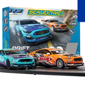 Scalextric Drift 360 Race Set - Euro 2 pin plug <p>It's the battle of the Mustangs with the Scalextric Drift 360 Race Set! Bring home the wheel-screeching intensity and rush of speed of these cars today! Including: 1 x Extreme Ford Mustang GT4