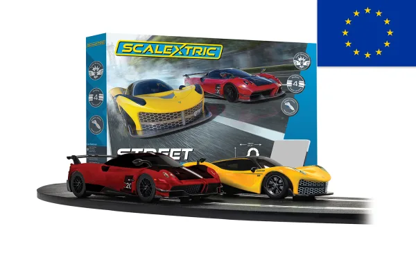 Scalextric Street Cruisers Race Set - Euro 2 pin plug Are you ready to take on the ultimate driving experience- the Scalextric way? If so