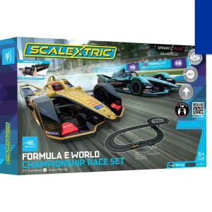 Scalextric Spark Plug - Formula E Race Set - Euro 2 pin plug Bring the power of spark plug home today with the Scalextric Spark Plug - Formula E Race Set. Using your smartphone