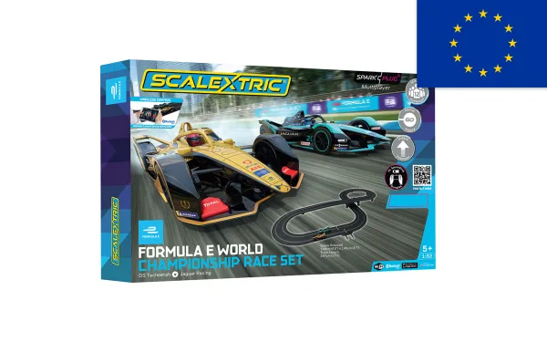 Scalextric Spark Plug - Formula E Race Set - Euro 2 pin plug Bring the power of spark plug home today with the Scalextric Spark Plug - Formula E Race Set. Using your smartphone