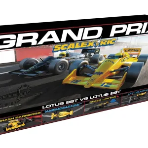 Scalextric 1980s Grand Prix Race Set - EU Plug <p>Two iconic Lotus Formula One cars of the 1980s go head-to-head in this fantastic new retro set from Scalextric! The sleek black Lotus 98T of the world-famous Ayrton Senna goes head-to-head with his amazing yellow 99T as they fight for position around the circuit