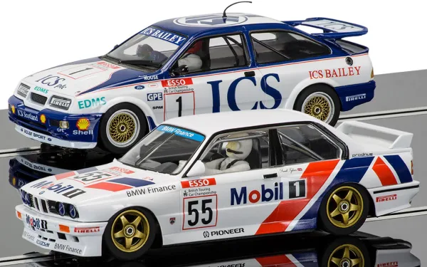 Legends Touring Car Twinpack - Ford Sierra RS500 and BMW E30 - Limited Edition These two rugged GT sports cars are ready to hit the track on one of four different layout configurations. Perfect for younger racers