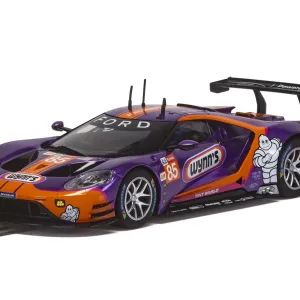 Ford GT GTE LeMans 2019 No.85 2019 saw the first ever privately entered Ford GT GTE at LeMans. The strikingly liveried number 85 example was entered by Ben Keating and featured Jeroen Bleekemolen and Felipe Fraga alongside Ben in the car on driving duties. The purple chrome livery of sponsor Wynn's certainly helped the car stand out on track at LeMans and the Ford GT GTE is certainly a star of the Scalextric range. However