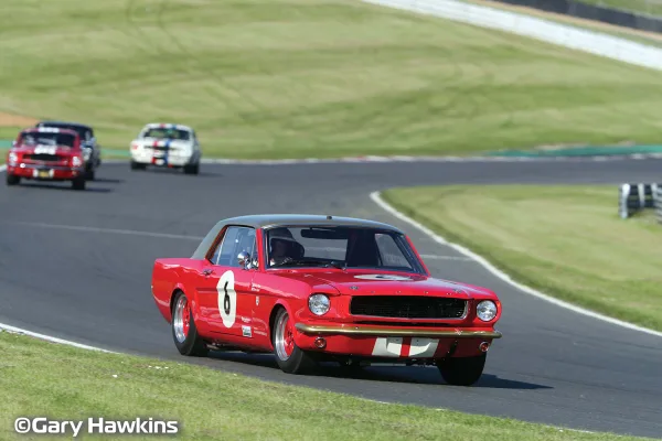 Ford Mustang - Alan Mann Racing - Henry Mann & Steve Soper <p>The red and gold colours of Alan Mann racing of Byfleet Surrey are synonymous with many Ford racing cars