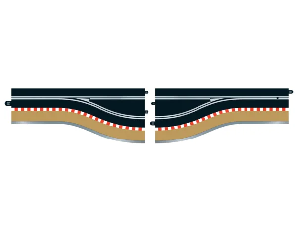 Pit Lane Track (Left Hand) - Includes Sensor This pair of Scalextric digital pit lane track sections are the ideal tool to create pit lanes for your digital layouts. This pack also allows the creation of alternative track routes such as a single lane rally extension track to a current layout