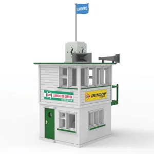 Scalextric Classic Control Tower This classic control tower is a perfect addition to any classic raceway! Adorned with period correct advertisement add some colour and some extra detail to your Scalextric layout!