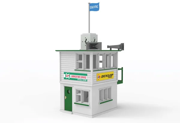 Scalextric Classic Control Tower This classic control tower is a perfect addition to any classic raceway! Adorned with period correct advertisement add some colour and some extra detail to your Scalextric layout!