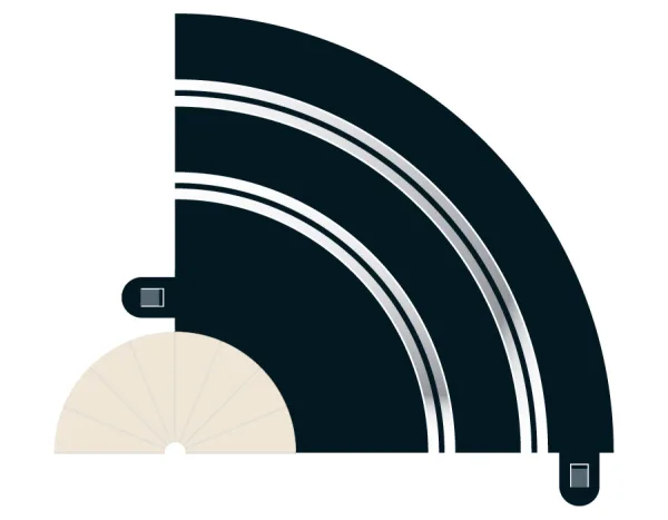 Radius 1 Hairpin Curve 90° x 2 Contents: Radius 1 Hairpin Curve 90 degree x 2. For use with C8246 Side swipe straights.