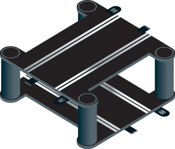 Elevated Cross Over The elevated track crossover section comes as 2 x three-quarter length track sections with pillars. This assembly helps build a more rigid fly-over section than fly-overs supported simply by pillars. Multiple C8295 crossovers can be stacked on top of each other to build crazy stunt or action tracks.