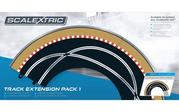 Scalextric Track Extension Pack 1 Extending your Scalextric layout has never been easier! The seven Scalextric Track Extension Packs are totally flexible in their design and any of these packs can be added to both Standard or Digital Scalextric circuits. Each pack can be incorporated into a Scalextric circuit