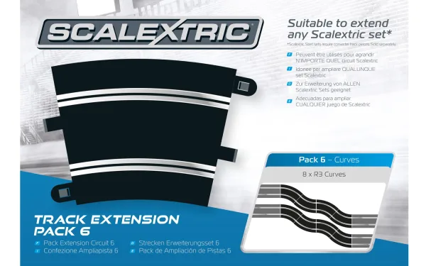 Scalextric Track Extension Pack 6 <p>Extending your Scalextric layout has never been easier! The seven Scalextric Track Extension Packs are totally flexible in their design and any of these packs can be added to both Standard or Digital Scalextric circuits. Each pack can be incorporated into a Scalextric circuit