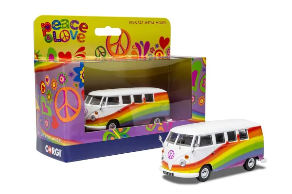 Volkswagen Campervan Peace Love and Rainbows <p>Volkswagen Campervan<br>Peace Love & Rainbows<br>The Peace and Love Collection. Classic model vehicles embrasing the spirit of the 60's