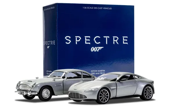 James Bond Aston Martin DB10 and DB5 - 'Spectre' twin pack 1:36 <p>This special pack celebrates a relationship between James Bond and Aston Martin that has lasted for over fifty years. This pair of 1:36 scale models includes the Aston Martin DB5 and the new Aston Martin DB10