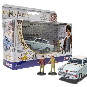 Harry Potter Flying Ford Anglia with Harry Potter and Ron Weasley Figurines <p>Have you received your letter to attend Hogwarts School of Witchcraft and Wizardry this year? If so