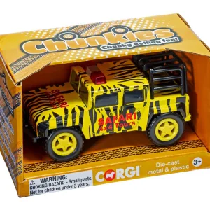 CHUNKIES Off Road Safari Yellow and Black Join the safari for what is sure to be a wild ride! This 4x4 off road vehicle in animal camouflage is perfect for little adventurers.