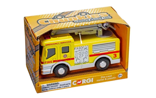 CHUNKIES Airport Fire Crane Snorkel UK This Airport Fire Department Fire Engine with extendable water hose is perfect for indoor and outdoor play.