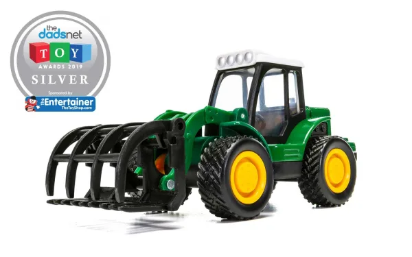 CHUNKIES Farm Tractor With Clamp Expand your farm! This tractor with clamp is a perfect addition to any little farmer's collection. Made with die-cast metal and plastic