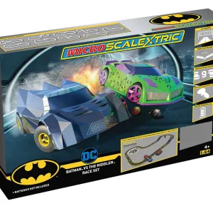 Micro Scalextric Batman vs The Riddler Set Battery Powered Race Set <p>The Caped Crusader takes on the Prince of Puzzles in this Batman vs The Riddler Micro Scalextric set. Featuring 2 x character cars modelled on Batman and The Riddler