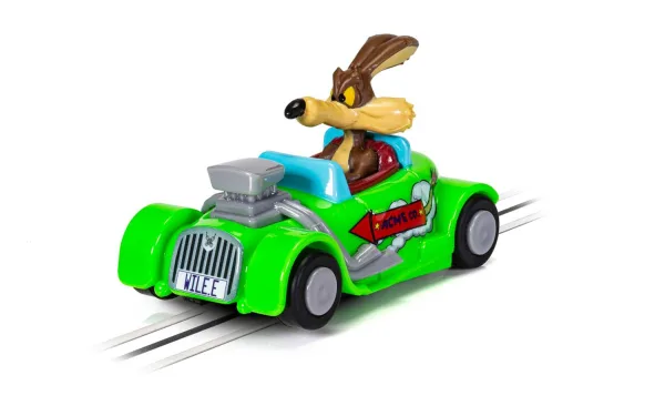 Looney Tunes Wile E. Coyote car (new system) Looney Tunes Wile E.Coyote solo car. This solo vehicle is an ideal collectable and an addition to the Micro First Scalextric Looney Tunes Set which contains Bugs Bunny and Daffy Duck.