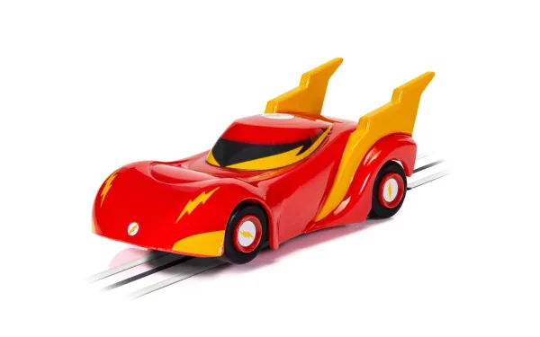 Justice League The Flash car (new system) Justice League The Flash solo car. This solo vehicle is an ideal collectable and an addition to the Micro Scalextric Justice League Set which contains Batman and Superman. 