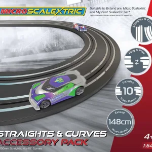 Micro Scalextric Track Extension Pack - Straights & Curves Extend your Micro Scalextric racing world with this track extension pack