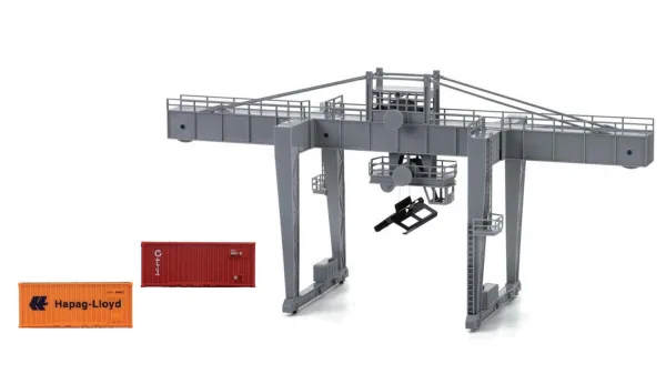 Container crane. With 2 containers. Kit of three parts. Containerkran. Mit 2 Containern Grue à conteneurs. Avec 2 conteneurs Gru a portale con 2 container