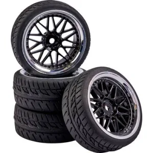 Carson Modellsport 1:10 Road version Complete wheels Road Tread Y-spoke Black-chrome 4 pc(s)