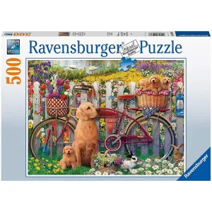 500 Piece Cute Dogs In The Garden  Jigsaw Puzzle