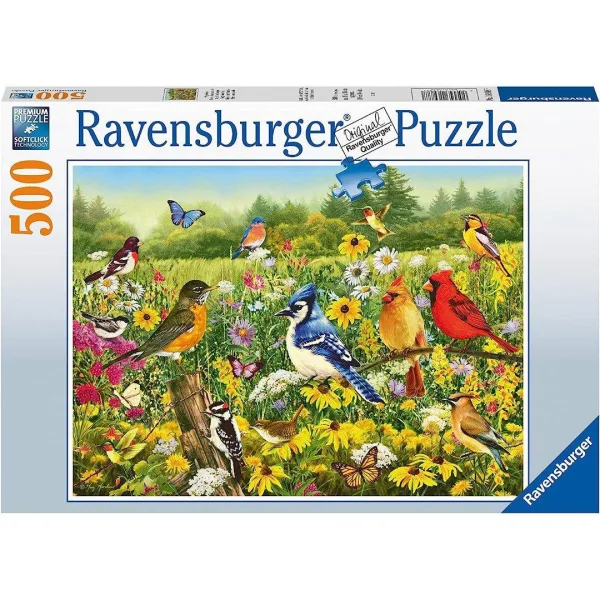 Birds In The Meadow 500 Piece Jigsaw Puzzle