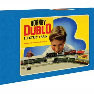 BR 'The Royal Scot' Train Set - Era 4 <p>To own a Hornby Dublo Set was for many the ultimate and to have one that featured a large Pacific locomotive was just a dream come true.</p><p>The Hornby Dublo 'Duchess of Montrose' first appeared in a set during 1953 but it was some 5 years later that the set was repackaged and rebranded the 'Royal Scot'. The new graphics which featured a young boy looking excitedly at the trains in front of him