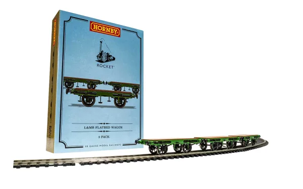 Flat Bed Wagon Pack containing 3 x Flat Bed wagons (Stephensons Rocket) General goods vehicles