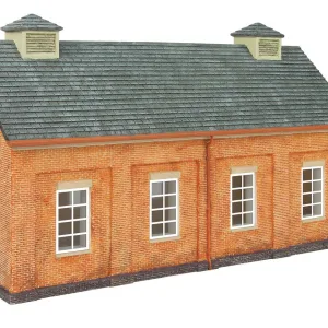 GWR Engine Shed Engine Shedwith GWR markings by Oxford Structures 1:76 Scale. The GWR Engine Shed would see off duty engines and light maintenance work. Model is made from resin and then hand decorated to create a realistic and highly detailed brickwork finish.