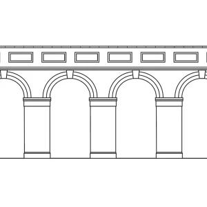 Mid Level Arched Retaining Walls x2 (Red Brick) A pack of 2X scenic red brick Mid Level Arched Retaining Walls as would be found lining an embankment or railway cutting.