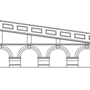 Mid Stepped Arched Retaining Walls x2 (Engineers Blue Brick) A pack of 2X scenic stepped blue brick Mid Level Arched Retaining Walls as would be found lining an embankment or railway cutting.