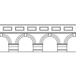 Low Level Arched Retaining Walls x2 (Red Brick) A pack of 2X scenic red brick Low Level Arched Retaining Walls as would be found lining an embankment or railway cutting.