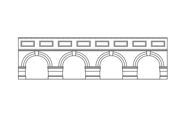 Low Level Arched Retaining Walls x2 (Red Brick) A pack of 2X scenic red brick Low Level Arched Retaining Walls as would be found lining an embankment or railway cutting.