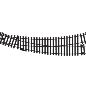 Left Hand Curved Point Each track has a radius of 438mm and arcs at 22.5° and 33.75°. Hornby points are supplied for operation by hand and they may be converted to remote control electric operation by using a 'point motor'.