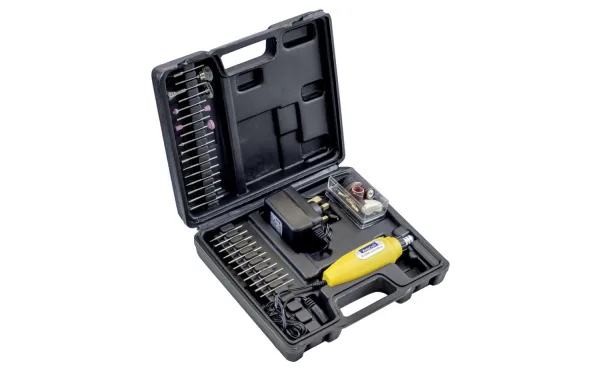 Rotacraft RC12/75A Tool Kit Plus 75 Accessories - CLUB EXCLUSIVE <p><strong>Kit includes 75 Various accessories for:</strong></p><p>• Engraving & drilling<br>• 1 polishing shank<br>• 2 polishing wheels<br>• 20 various diamond points<br>• 4 grinding stones<br>• 2 disc mandrels<br>• 15 cutting discs<br>• 15 sanding discs<br>• 2 sander mandrels<br>• 4 sander drums<br>• 3 wire brushes<br>• 1 nylon pencil brush<br>• 4 collet chucks shapes</p><p><br></p><p><strong>Rotacraft RC12/75A Tool Kit Plus 75 Accessories</strong></p><p>A high speed 12v rotary tool for intricate craft & modelling tasks