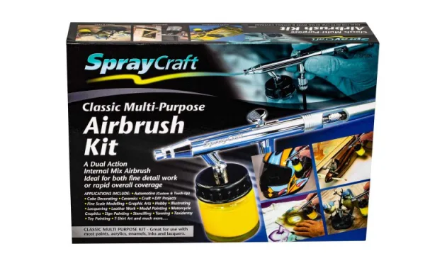 Classic Multi-Purpose Airbrush Kit - CLUB EXCLUSIVE <p>This dual action internal mix airbrush does it all. Ideal for both fine detail and rapid overall coverage.<br><br>SP50 Dual action internal mix airbrush contains: 2 x 3/4 oz jars and lids; vinyl hose regulator adaptor; 300ml Air Propellant; 150ml airbrush cleaner and instructions.<br><br>Highstreet price: £70.</p>