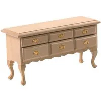 Bare Wood Sideboard with Drawers for 12th Scale Dolls House