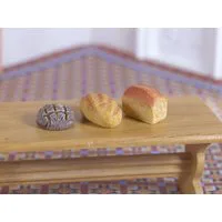 3 x Rustic Loaves of Bread for 12th Scale Dolls House