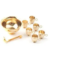 Brass Punch Bowl with Cups for 12th Scale Dolls House