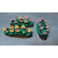 Pansies in Garden x 3 for 12th Scale Dolls House