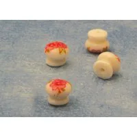 4 Ceramic Rose Pattern Door Knobs for 12th Scale Dolls House