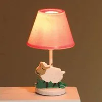 12V Pink Nursery Table Lamp with Sheep Decoration for 12th Scale Dolls House